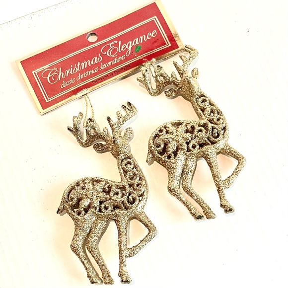2 Christmas Gold Reindeer Tree Ornaments Christmas Decoration - NWT Gift… - Picture 5 of 8
